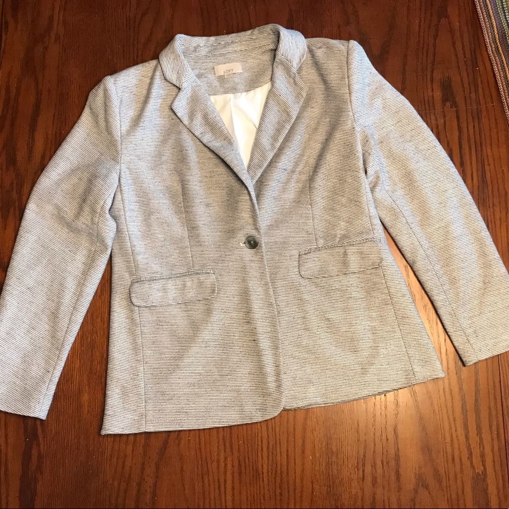 Loft blue and white stripe blazer